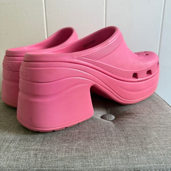 Crocs Siren Clogs Men's 9 Women's 11 Pink High Heel Platform Clog Shoes Slip-on - Picture 5 of 10